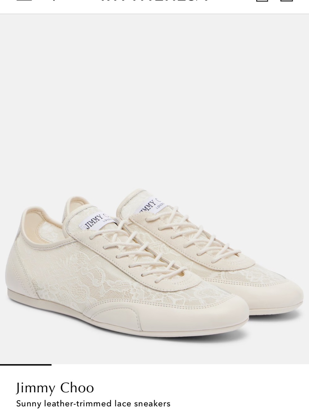 Jimmy Choo women’s   Cream Sunny Lace Leather-Trim Sneakers
